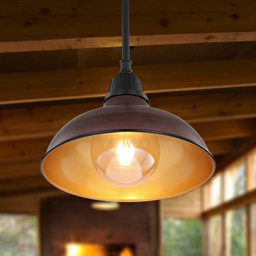 Jasper 12.25" Farmhouse Industrial Indoor/Outdoor Iron LED Pendant